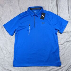 Under Armour Tech Polo Shirt Mens‎ XL Blue Loose Fit Golf Athletic Performance